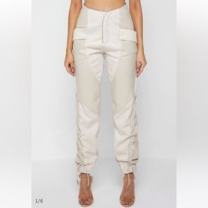 Maniere De Voir Cargo Leather and Suede Joggers